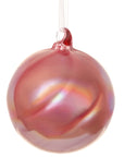 Muted-Red Glass Swirl Ornament Ball 3.5"