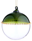 Clear and Green Glass Ornament Ball