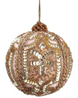 Gold and Pink Zari Ball Ornament 4"