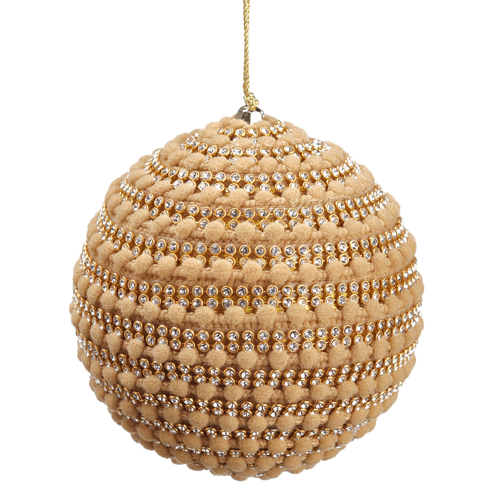 Jeweled Pom Pom Trim Ball Ornament