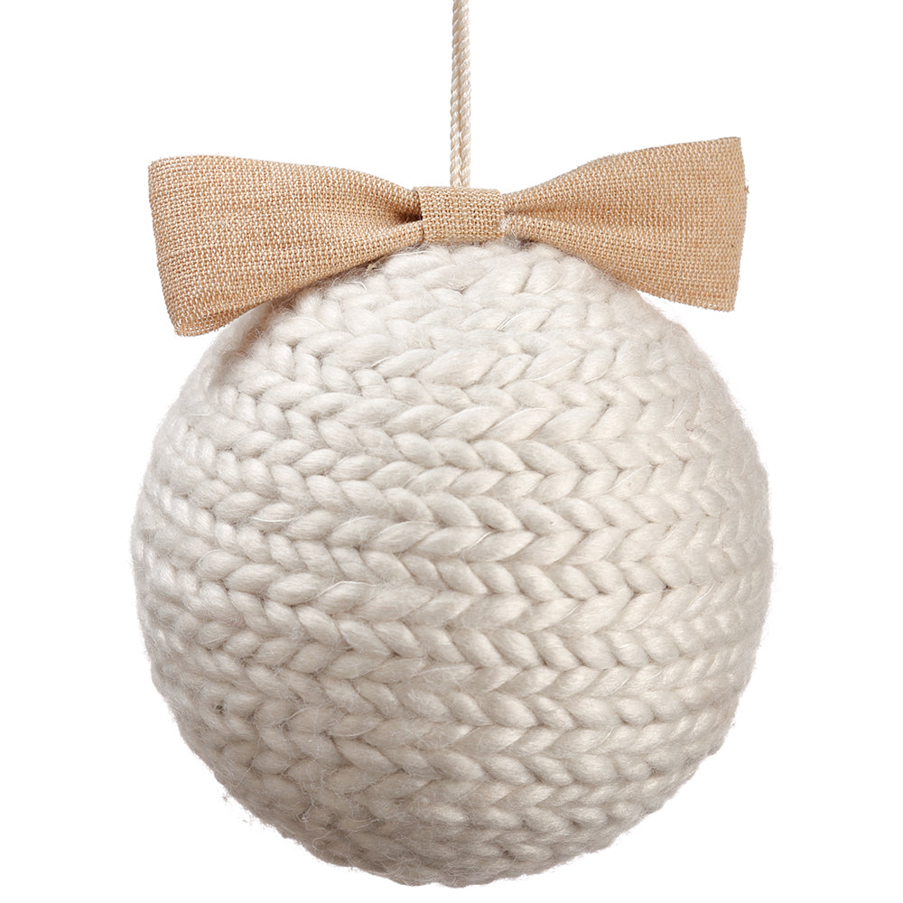 Braided Yarn Ornament White 5"