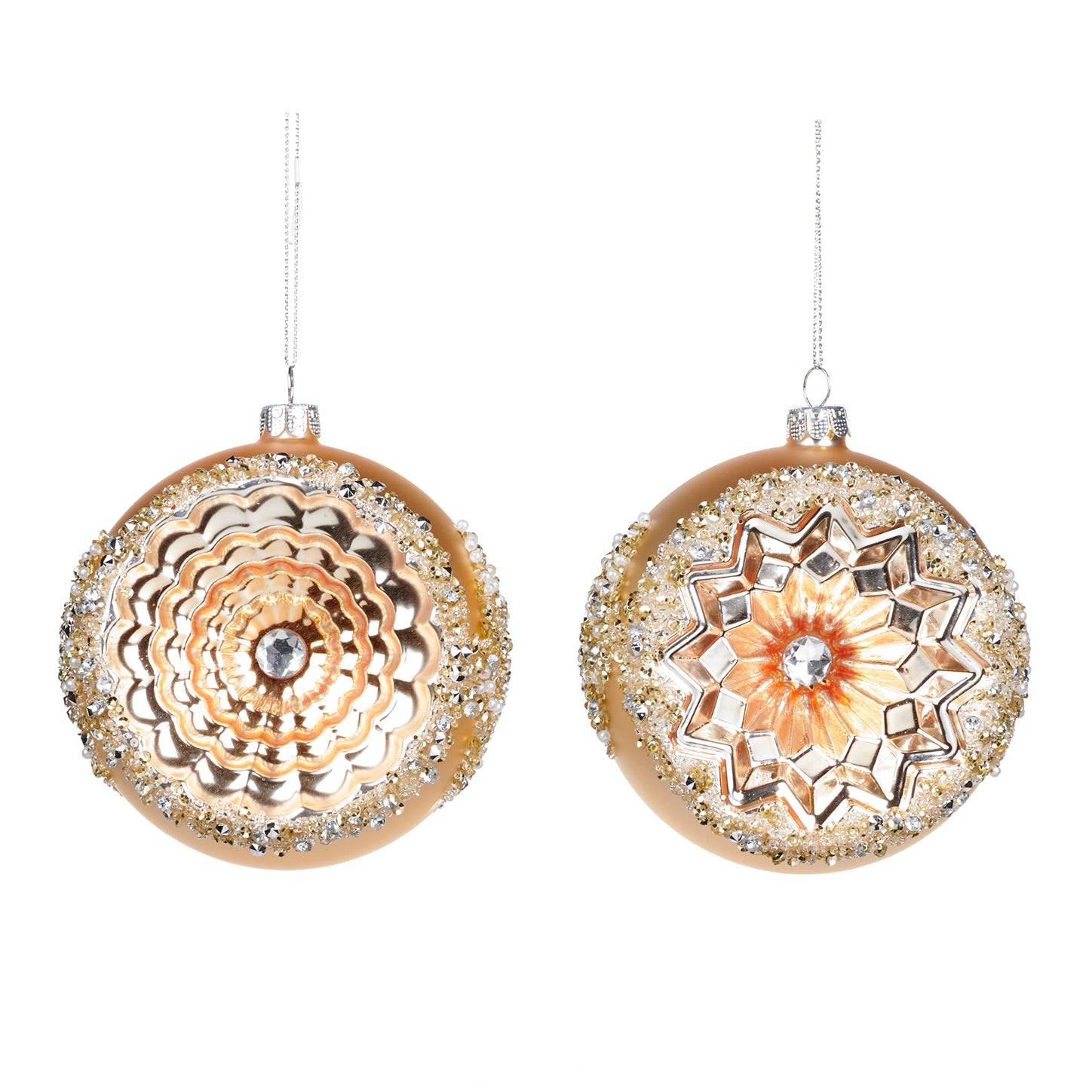 Gold and Glitter Faceted Glass Ornament