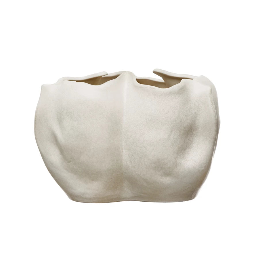 White Pinched Decorative Pot