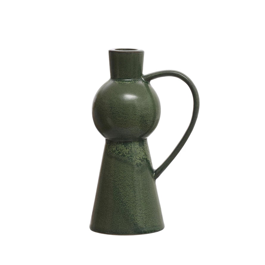 Forest Green Stoneware Bud Vase
