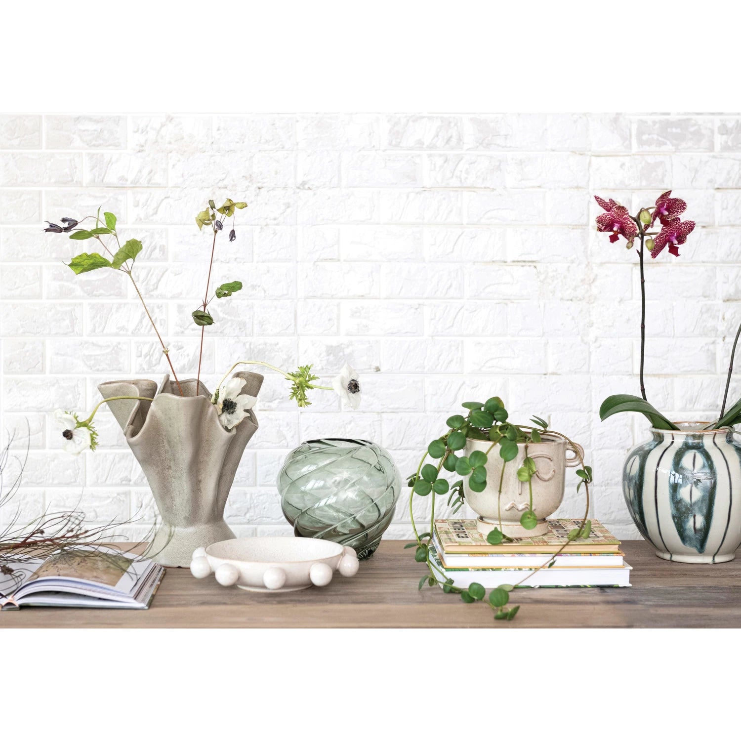 Stoneware Ruffled Vase