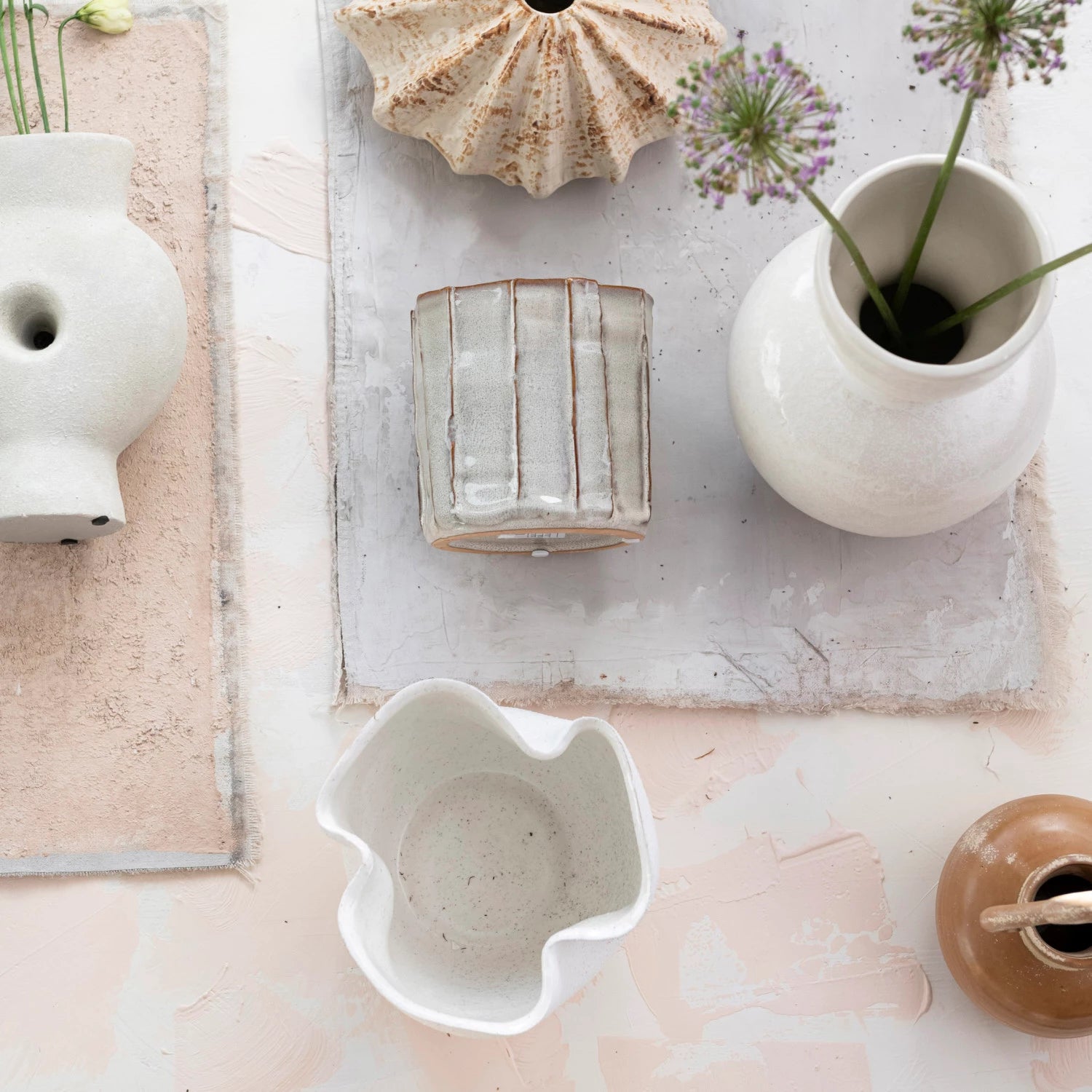 White Ruffled Planter