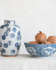 Blue and White Bowl — Blue and White Leaf Stoneware Serving Bowl