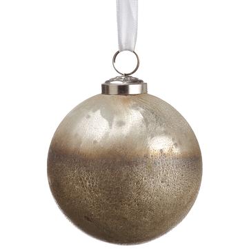 Burnished Gold and Silver Glass Ball Ornament