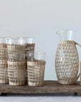 Clear Tumbler — Clear Glass Tumbler With Woven Seagrass Sleeve