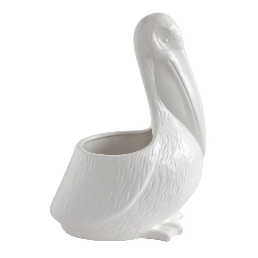 White Porcelain Stork Vase