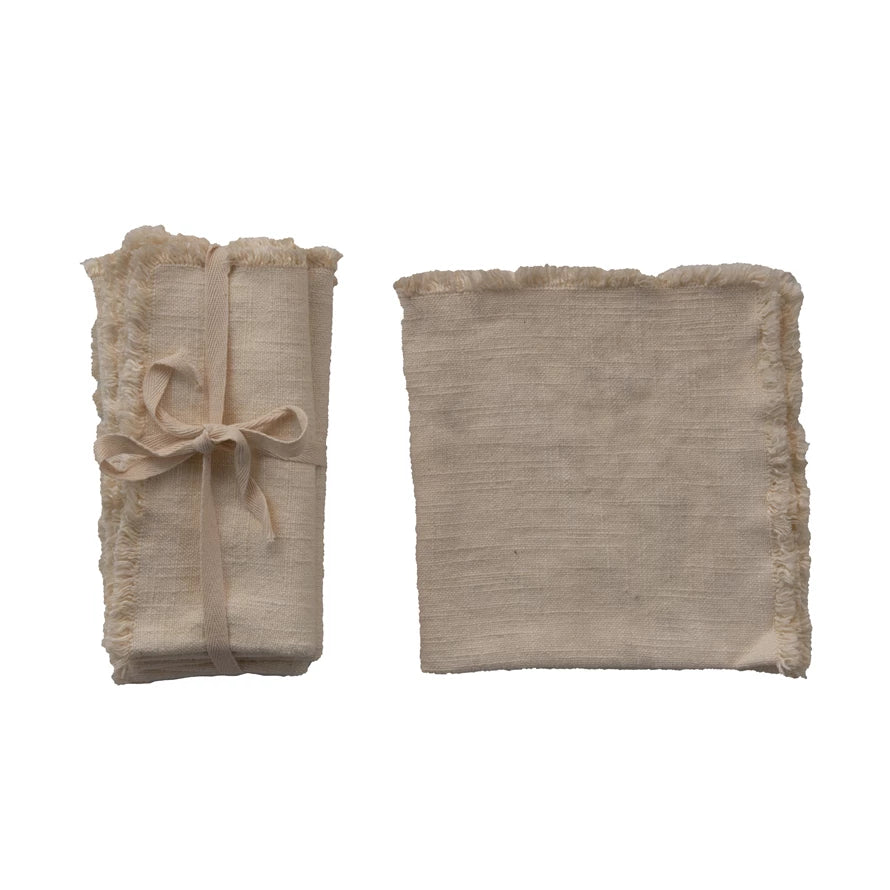 Fringed Ivory Linen Napkins