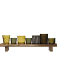 Amber, Green and Bronze Candle Holder Set