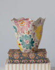 Hand Painted Ruffled Floral Vase