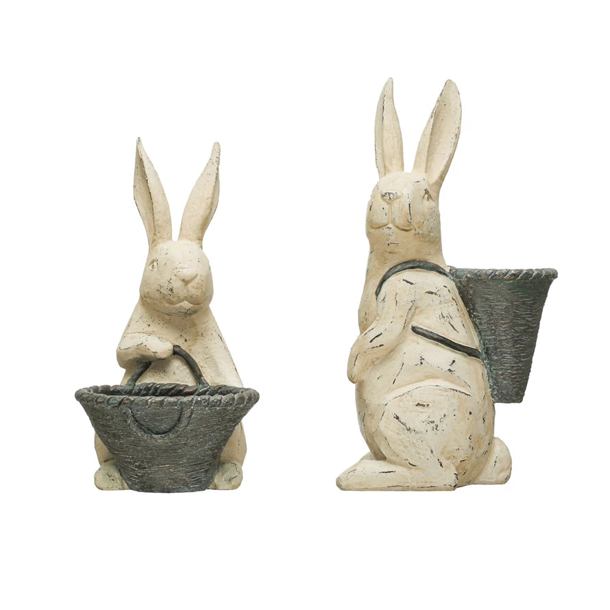 Bunnies with Baskets Figurines