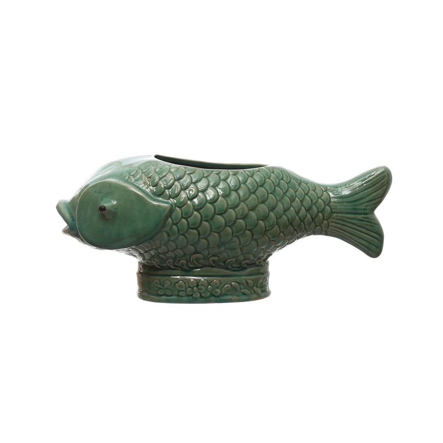 Green Koi-Shaped Vase