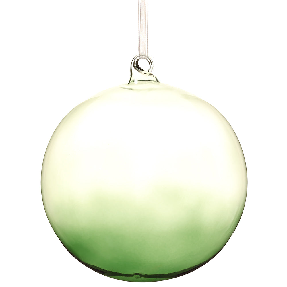 Glass Ball Ornament with Green Shimmer 6"