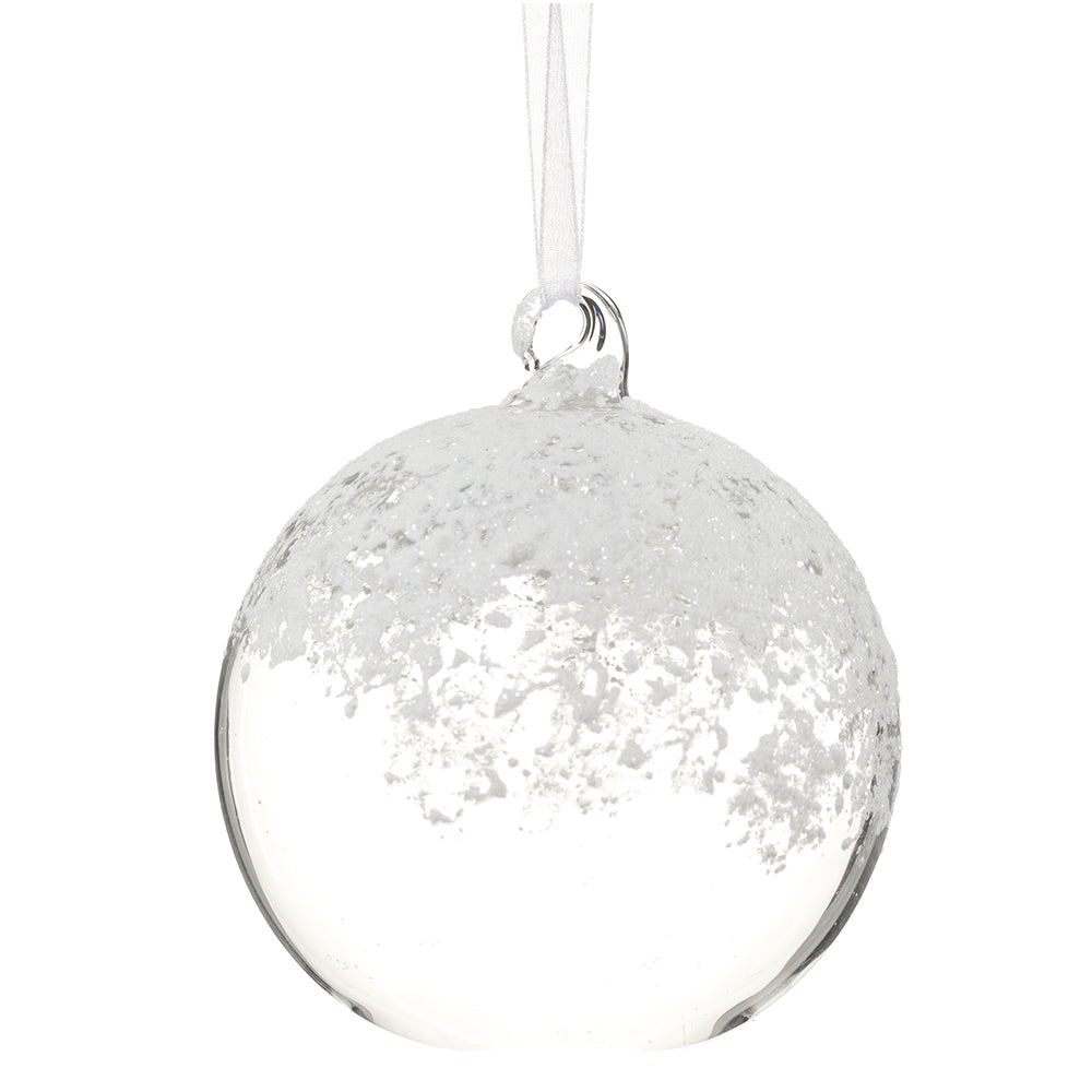 Snowy Glass Ornament 4"