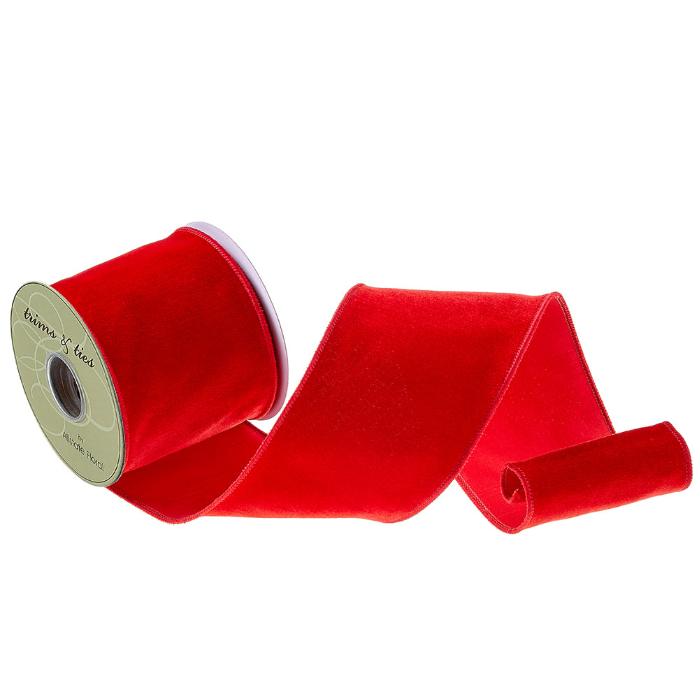 Velvet Ribbon in Holiday Red