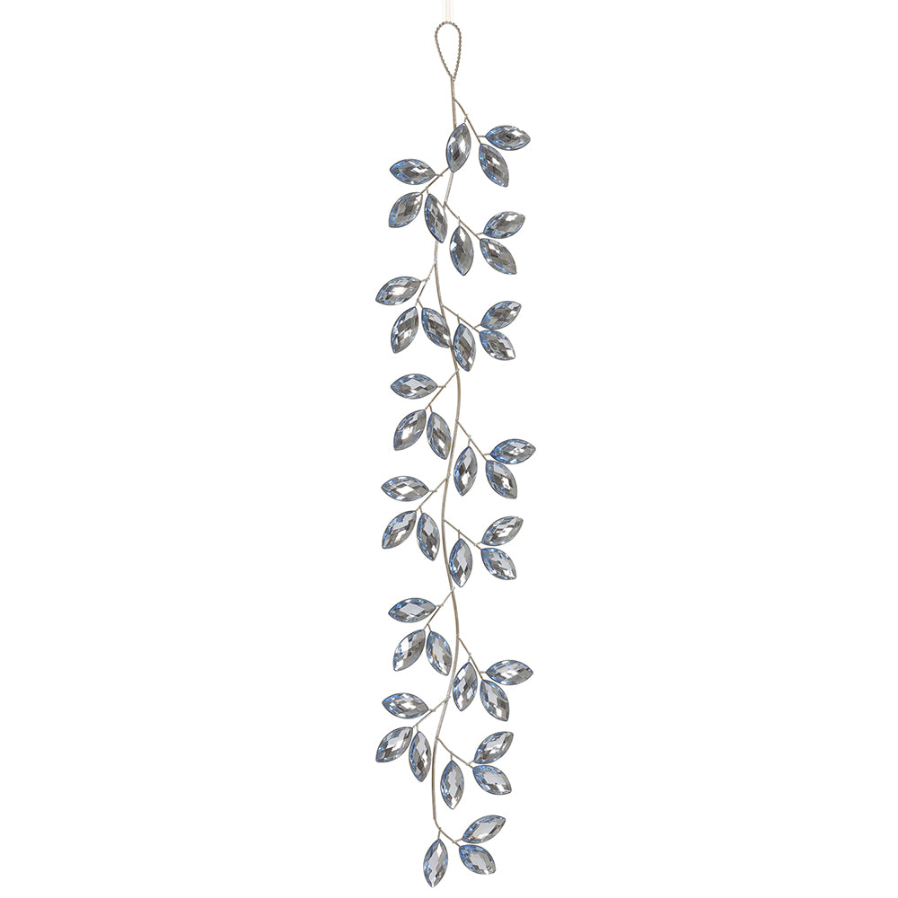 Silver Rhinestone Leaf Ornament 28.5"