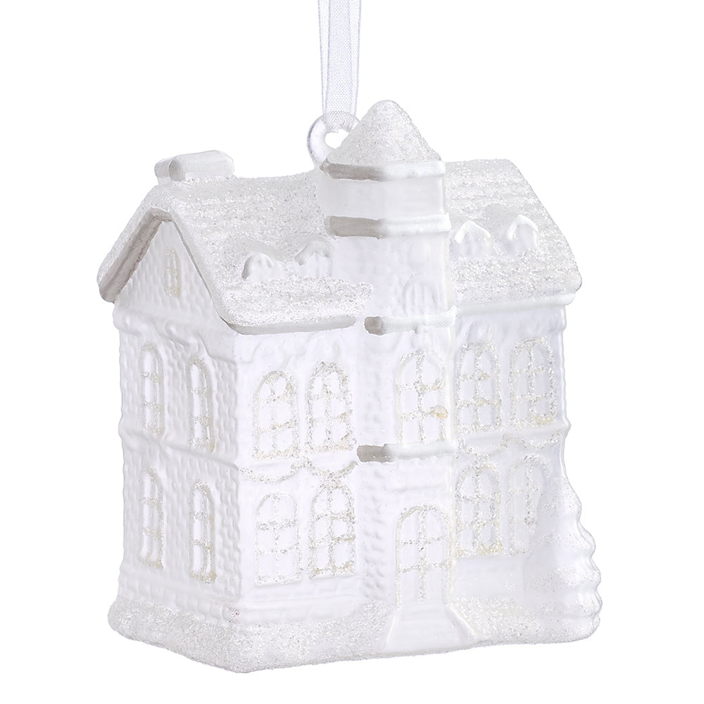 Victorian Manor White Glass Ornament