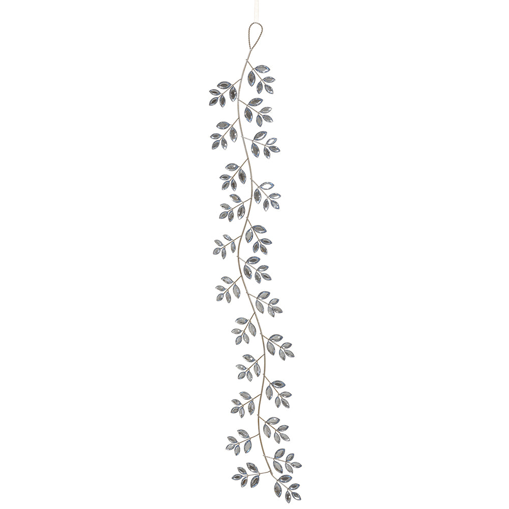 Silver Rhinestone Leaf Ornament 32"