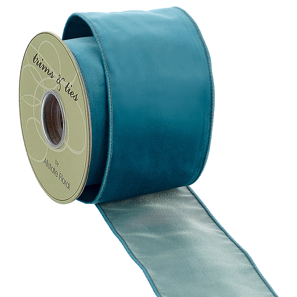 Velvet Ribbon in Teal 4"