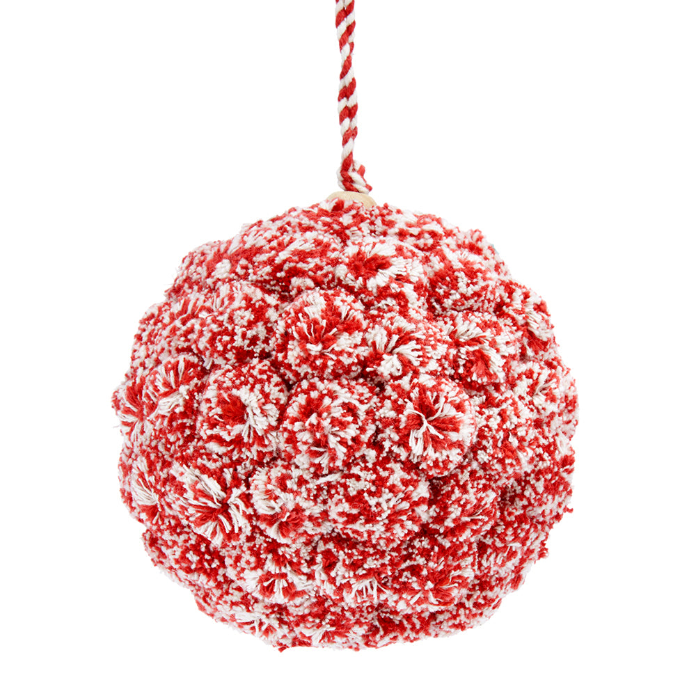 Red and White Pompom Ornament