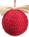 Braided Yarn Ornament Red 4"