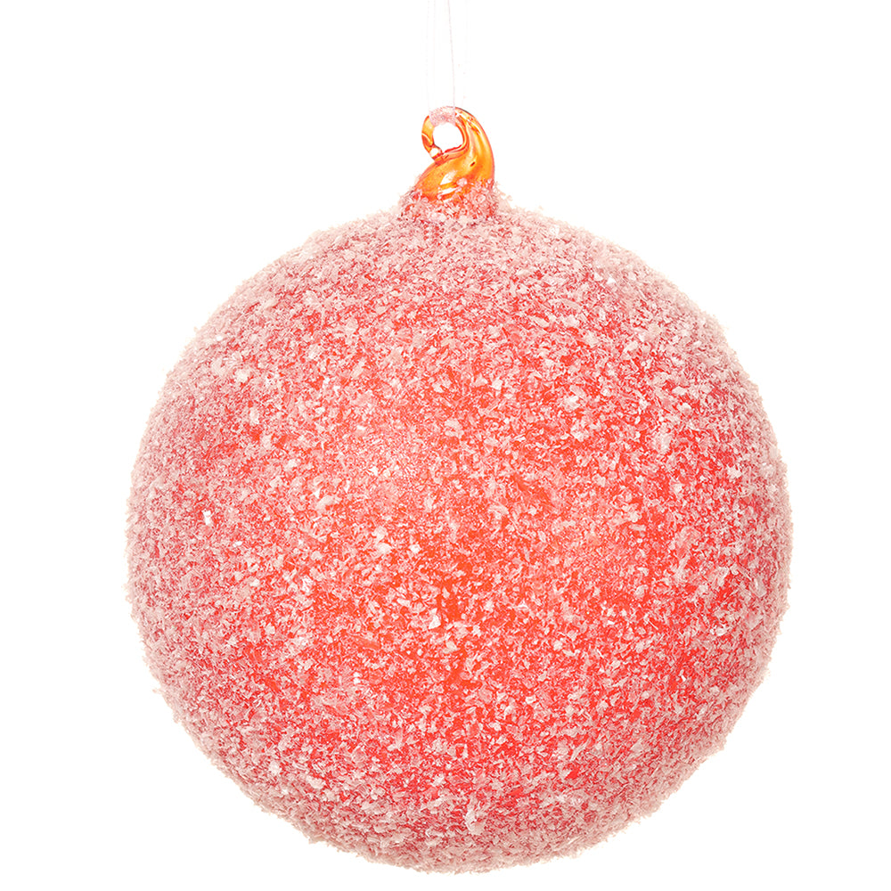 Flocked Red Ball Ornament 4.75"