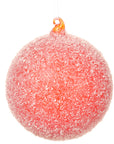 Flocked Red Ball Ornament 4.75"