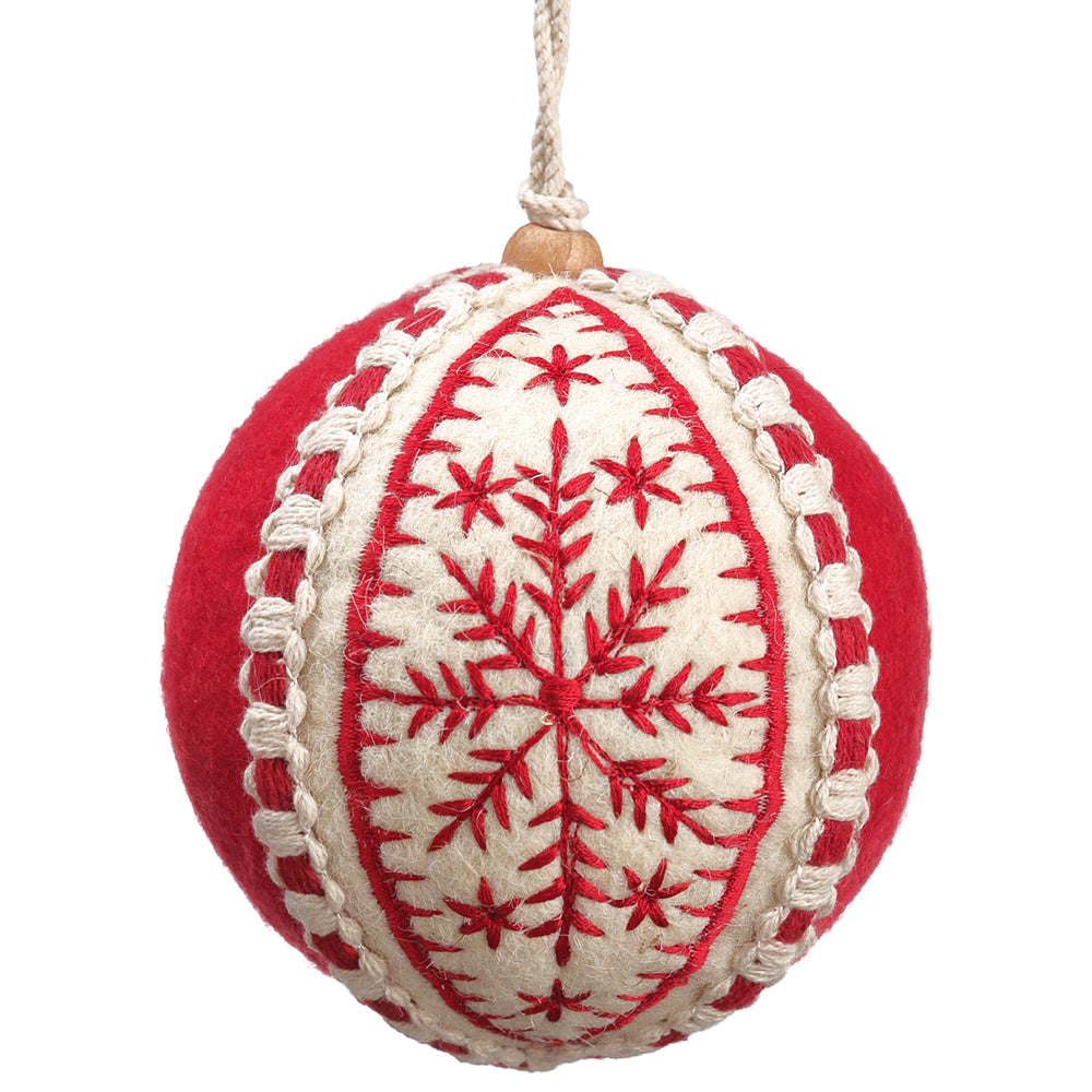 Red Snowflake Embroidered Ornaments Ball