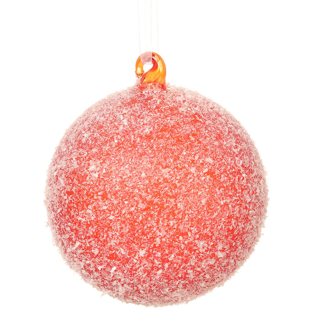 Flocked Red Ball Ornament 4"