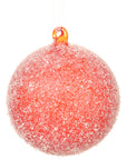 Flocked Red Ball Ornament 4"
