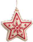 Red Snowflake Embroidered Ornaments Star