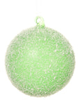 Glass Ball Ornament in Bright Green with Snowflakes 4.75"
