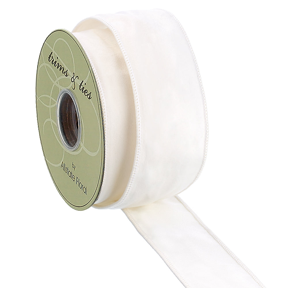 Velvet Ribbon in Warm Off White 2.5"