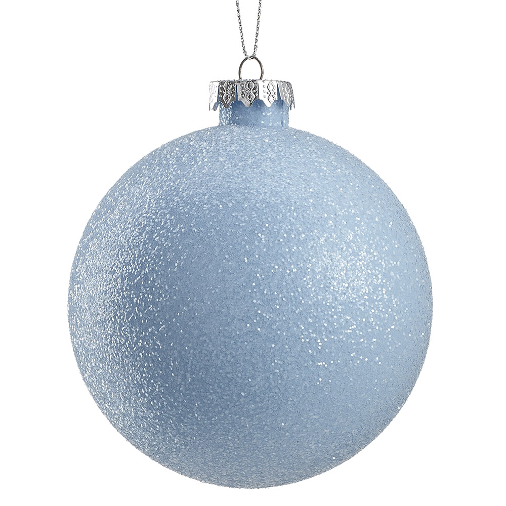 Glittering Ball Ornament in Icy Blue 4"