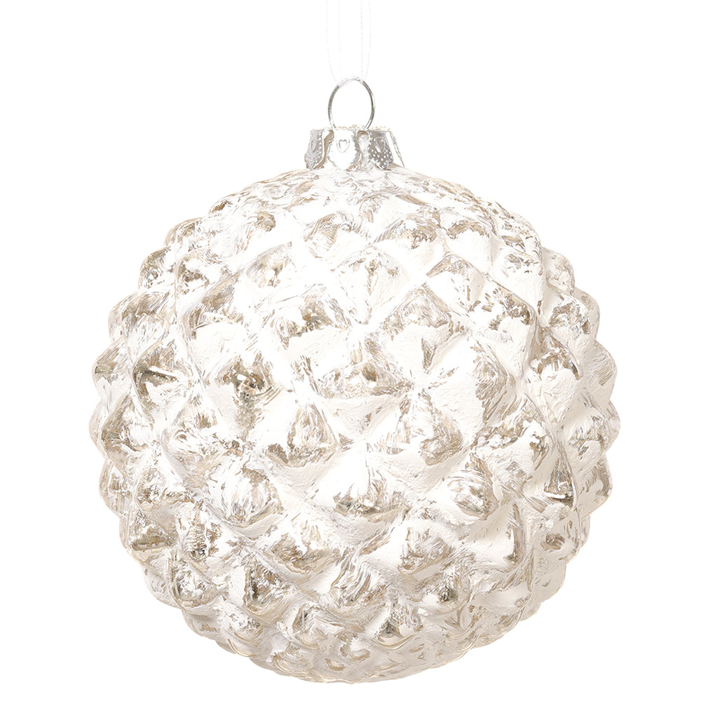 Frosted Faceted Glass Ball Ornament