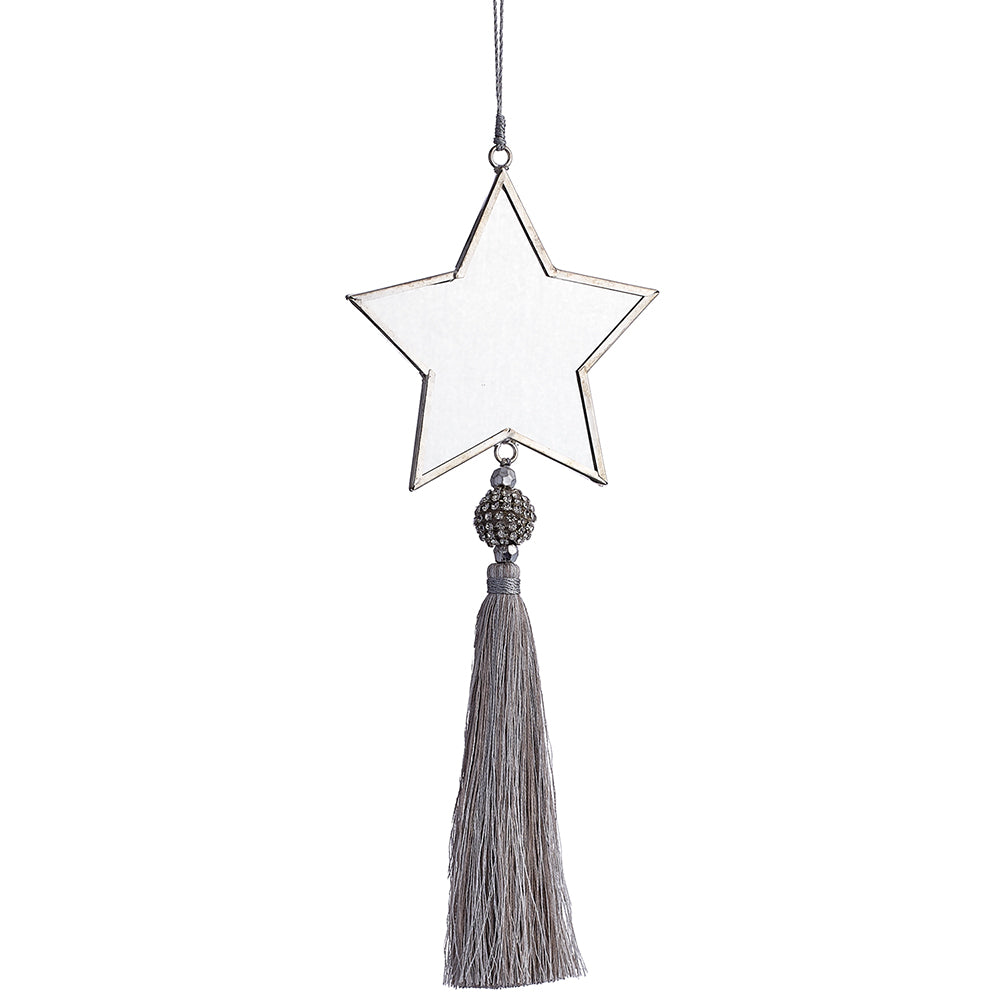 Mirrored Silver Star Ornament 12"