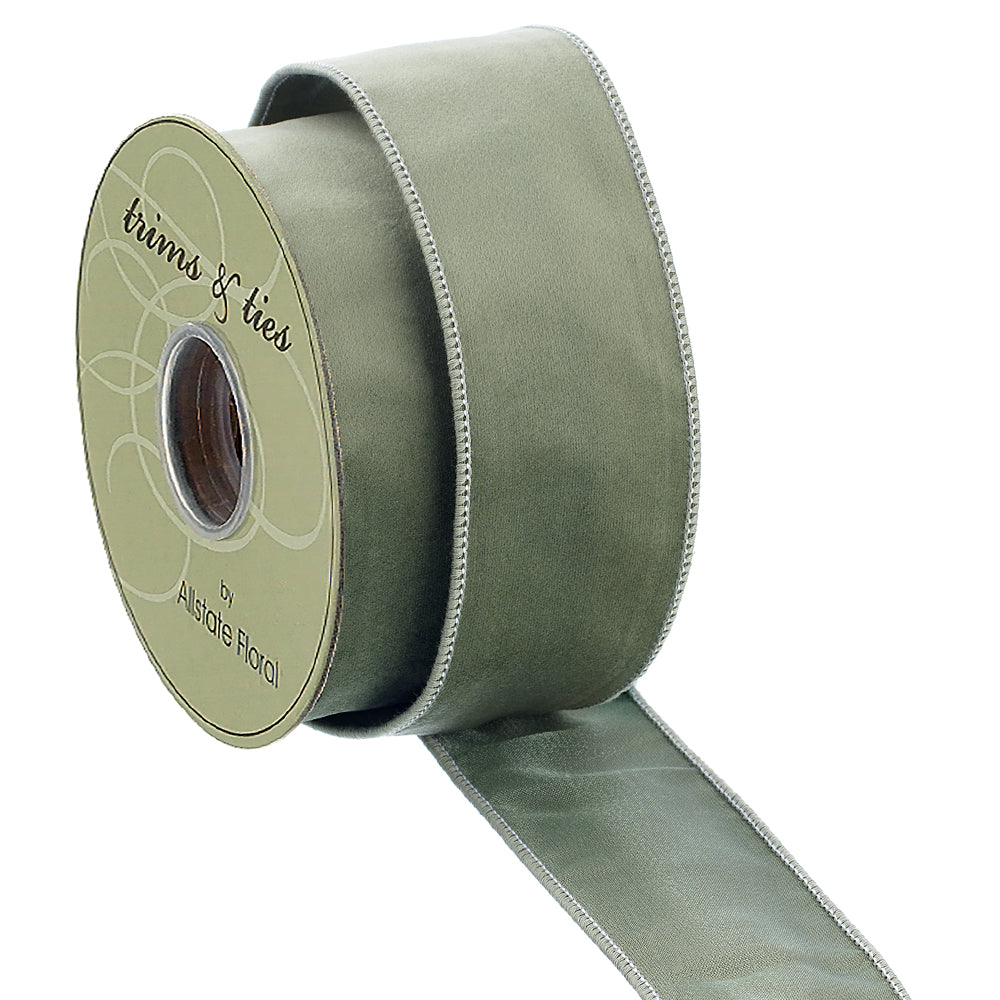 Velvet Ribbon in Sage Green 2.5"