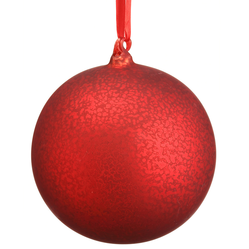 Red Mercury Glass Ball Ornament 6"