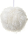 Ball Ornament in White Fur 5.9"