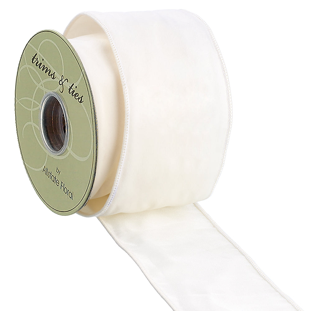Velvet Ribbon in Warm Off White 4"