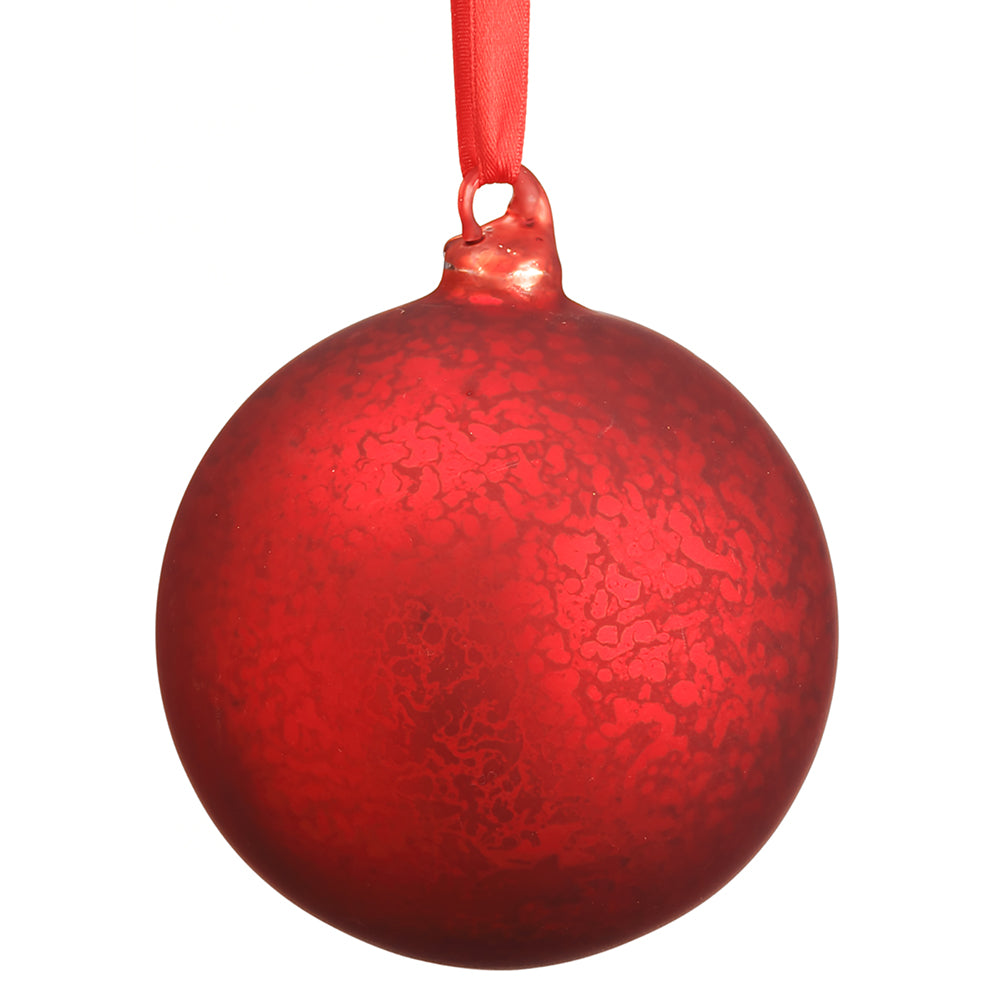 Red Mercury Glass Ball Ornament 4"