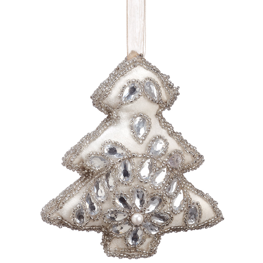 Shiny Embroidered Fabric Ornaments Tree 6"