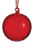 Glass Ball Swirl Ornament in Bright Red 4"