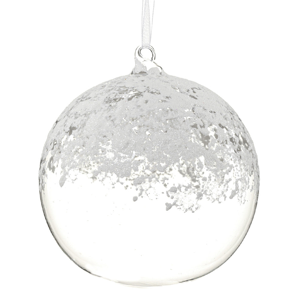 Snowy Glass Ornament 6"