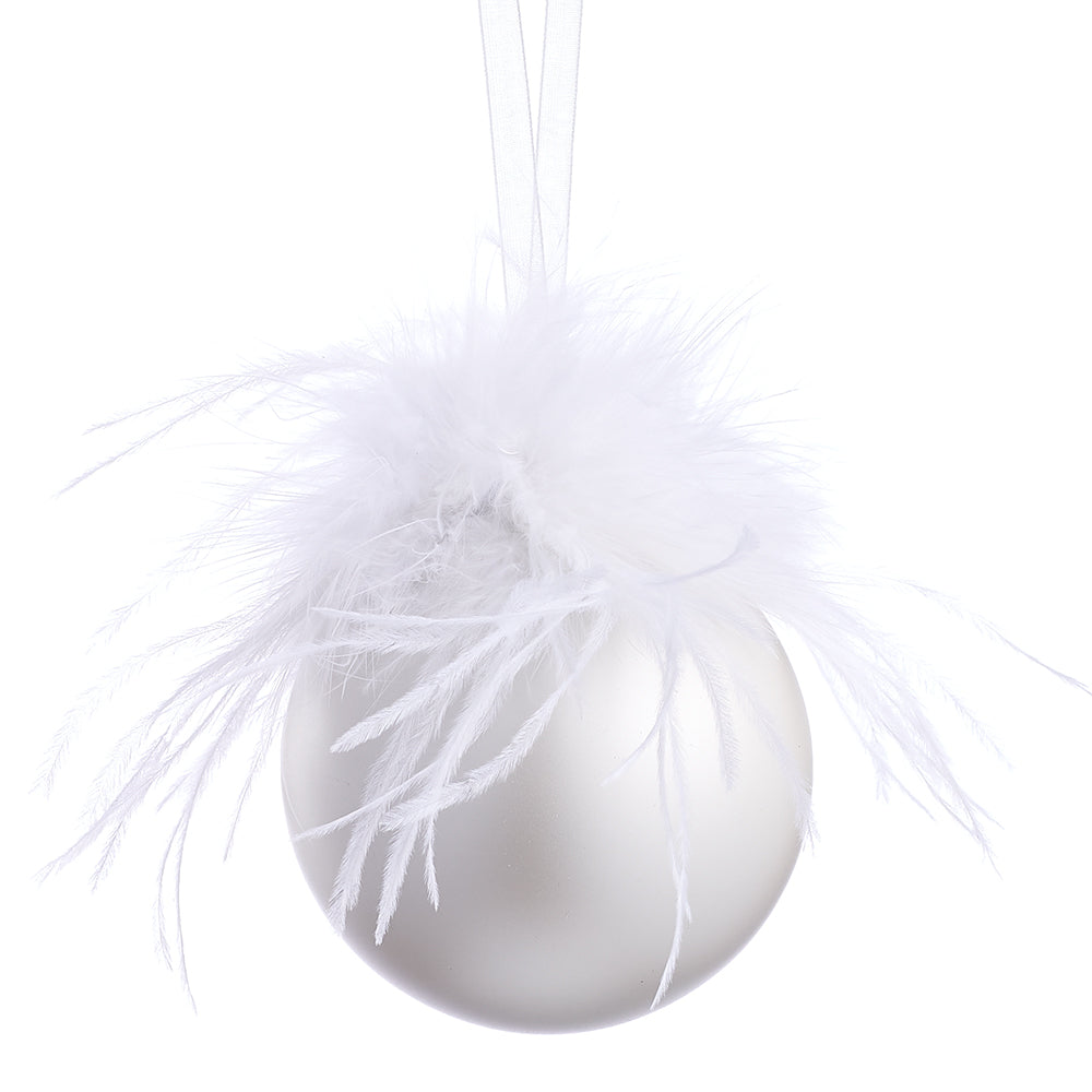 Glass Ball Ornament with Feathers