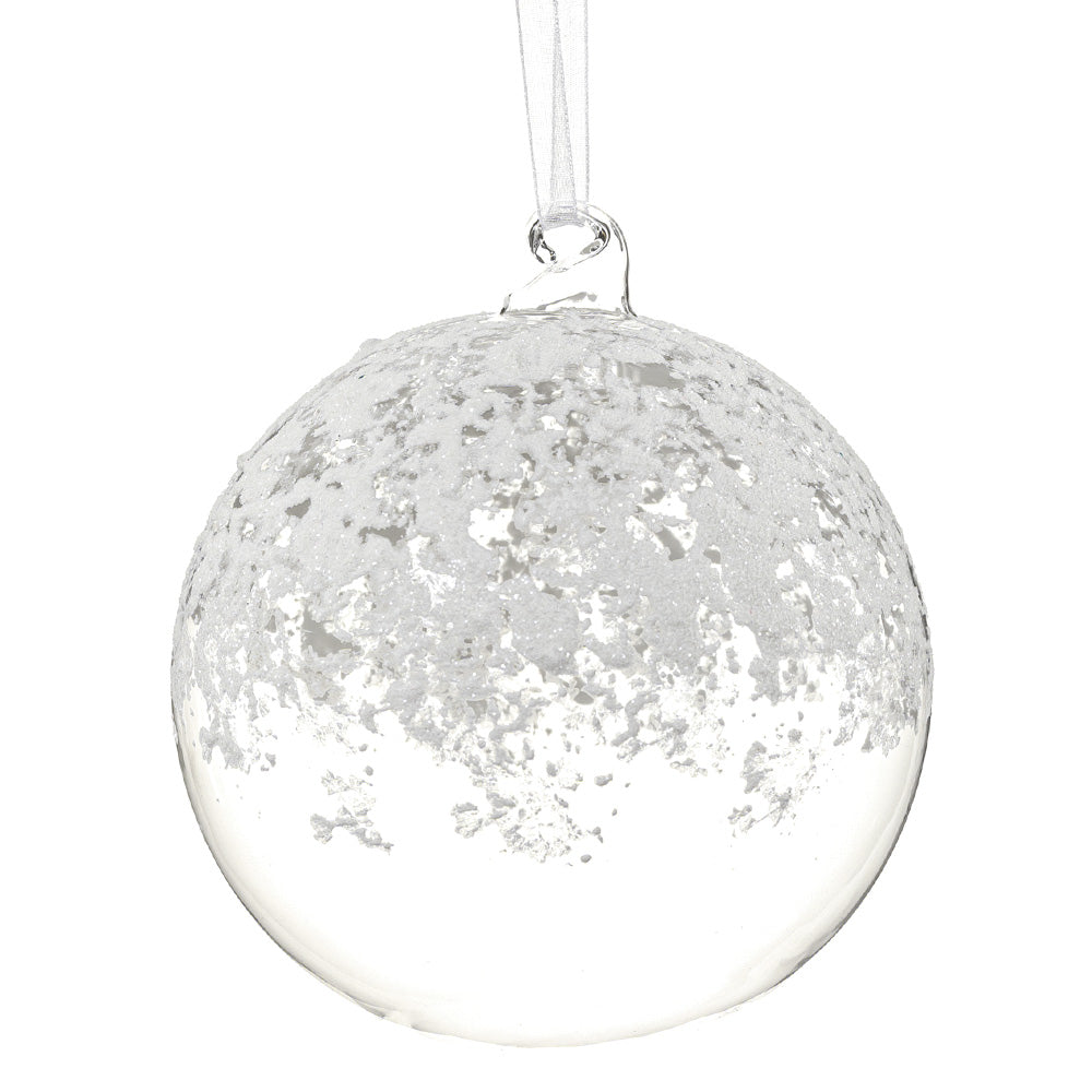 Snowy Glass Ornament 4.7"