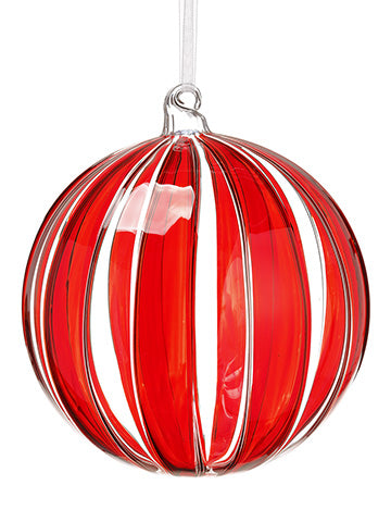 Red Striped Glass Ornament 7"